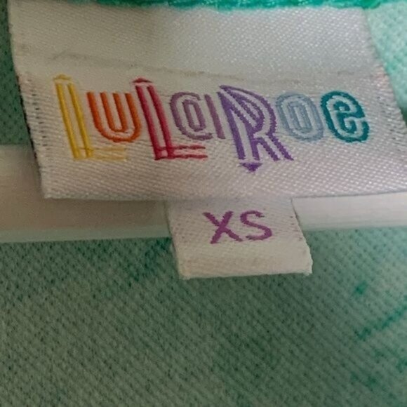 LuLaRoe XS Green Fit Flare Dress Floral Damask Stretch Made in USA - Picture 4 of 10